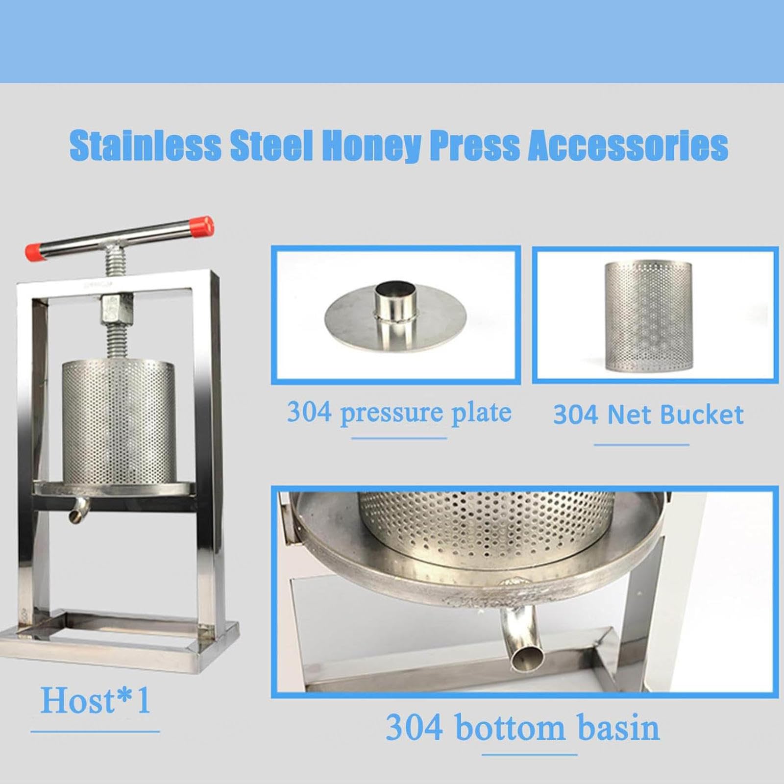 estrattore di miele manuale Pressa per miele in acciaio inox large bee honey press extractor Attrezzatura apicoltura Lavorazione per api miele,vino,frutta,cera,2L