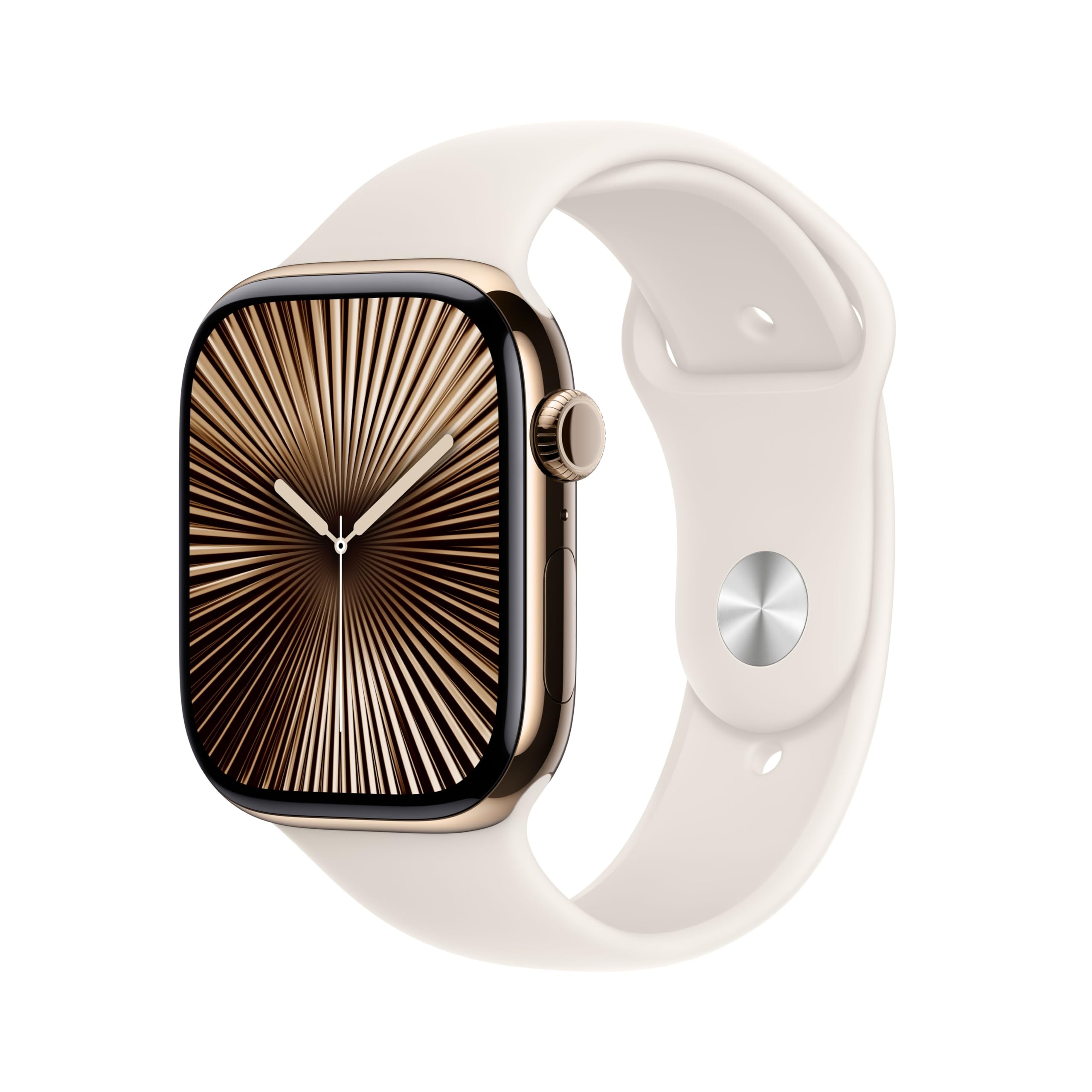 Apple Watch Series 10 GPS + Cellular 46 mm Smartwatch con cassa in titanio color Oro e cinturino Sport Loop Galassia - M/L. Fitness tracker, app ECG, display Retina always-on, Carbon Neutral