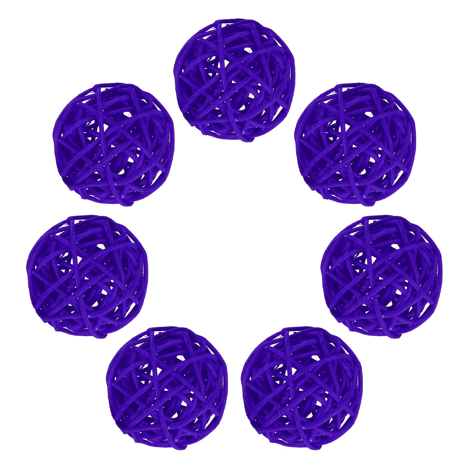 sourcing map 7Pcs Purple Wicker Rattan Balls for Bowl Centerpiece 2 Inch Dia Rattan Wicker Twig Orbs Spheres Decorative Balls for Vase Home Dining Table Wedding Decor