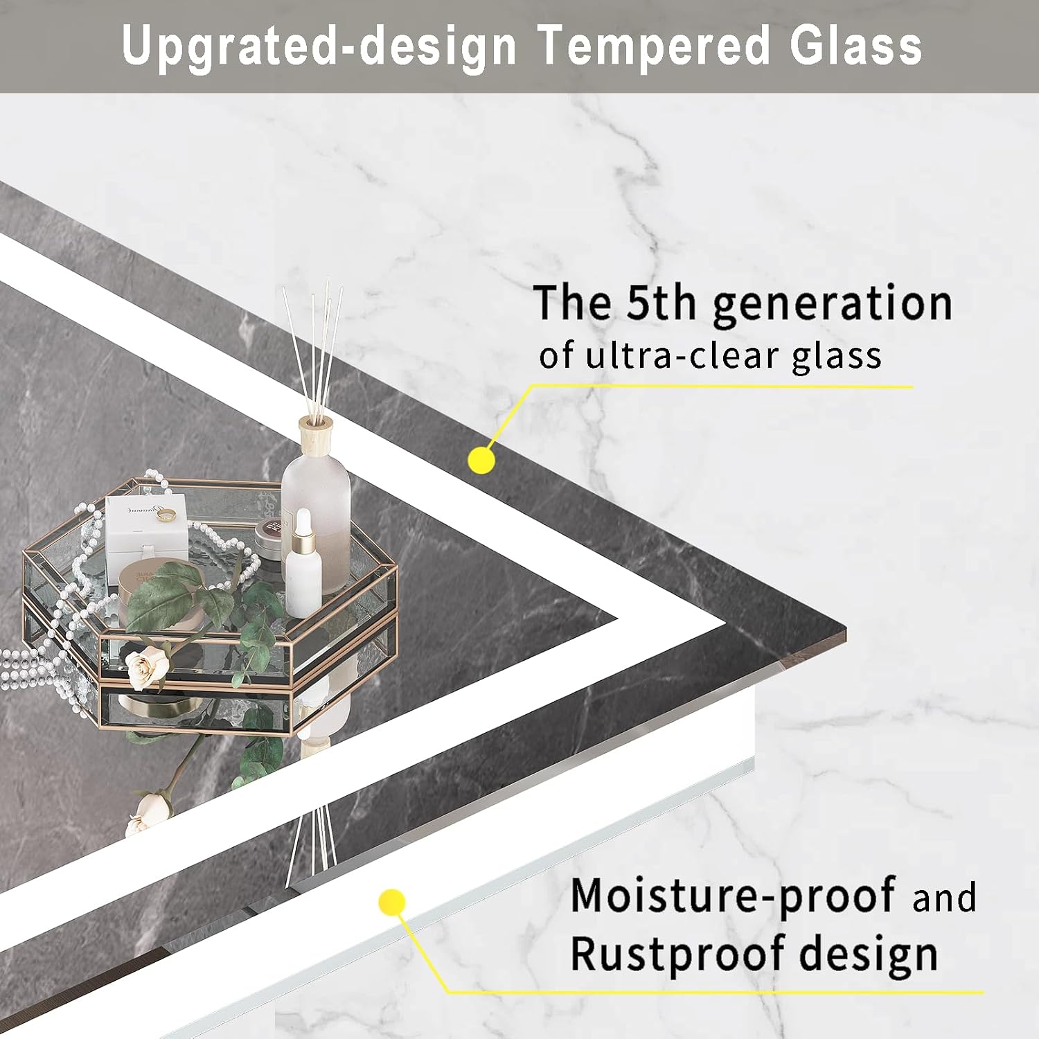 LED Mirror for Bathroom 40x30 Lighted Bathroom Vanity Mirrors with Lights, Brighter Frontlit and Backlit Anti-Fog Mirror, Tempered Glass, Dimmable 3 Colors Light Modes, Memory Function