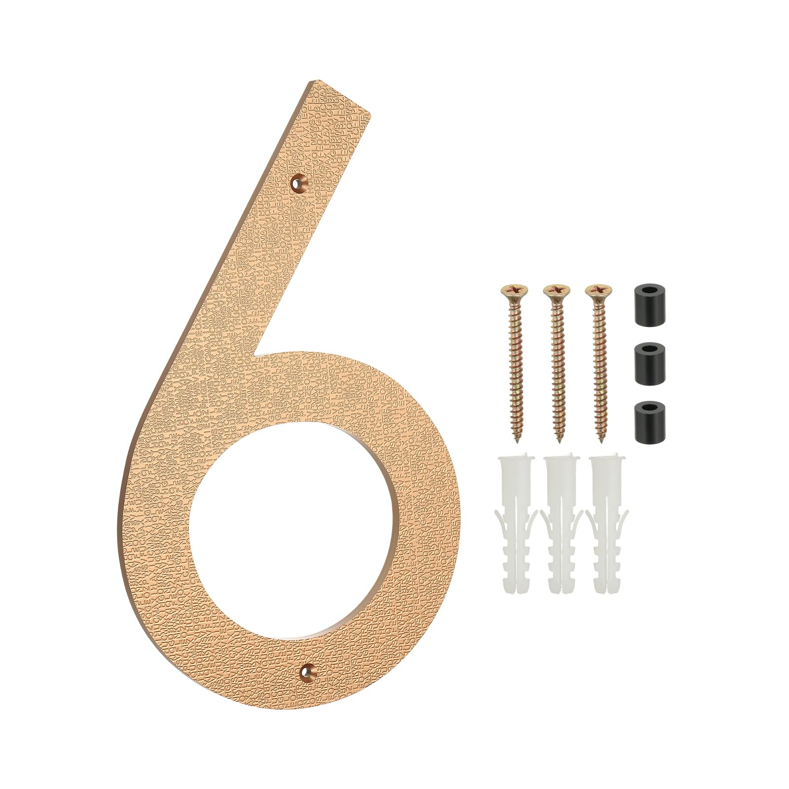 PATIKIL 12 Inch House Numbers for Outside, Number 6 ABS Plastic Texture Floating House Number Modern Mailbox Address Door Numbers with Nail Kit for Outdoor Residential Street, Gold Tone
