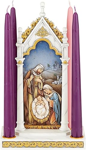 Needzo - Portavelas de Adviento Bethlehem Holy Family, decoración de centro de mesa de Navidad, 6.5 x 11.5 pulgadas