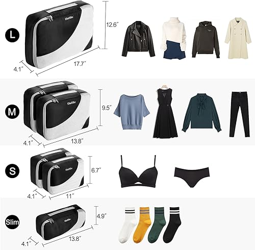 Miniatura 2 de OlarHike Juego de 6 cubos de equipaje para viajes, bolsas organizadoras de equipaje para accesorios de viaje, artículos esenciales de viaje, cubos