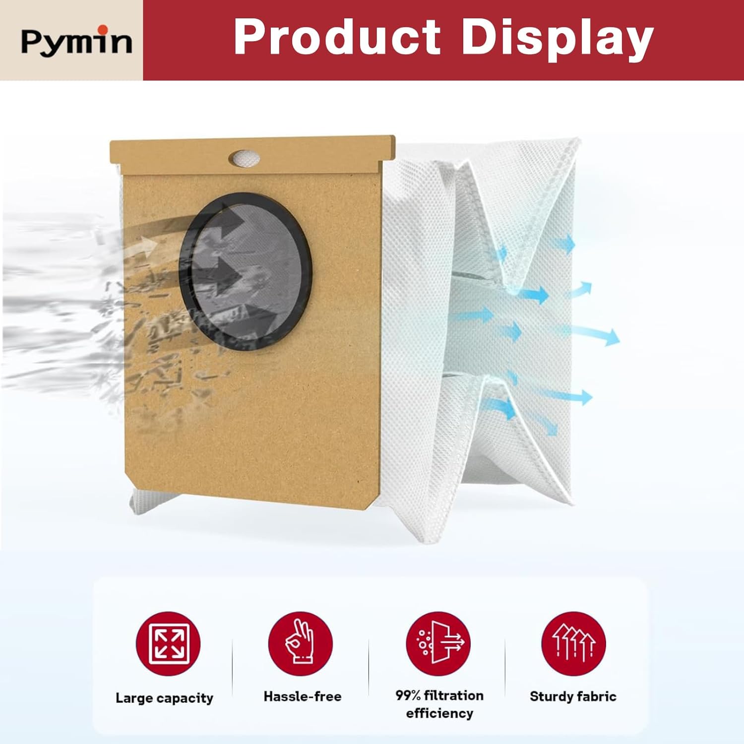 Pymin 16 Pack Replacement Dust Bags Compatible with Eufy L50 & L60 SES, L60 Hybrid SES Self Empty Station, 3.5L Dirt Disposal Bags for Haier H9+, Conga Home 10000, 8090 Ultra, 9090 AI Vacuum Cleaner