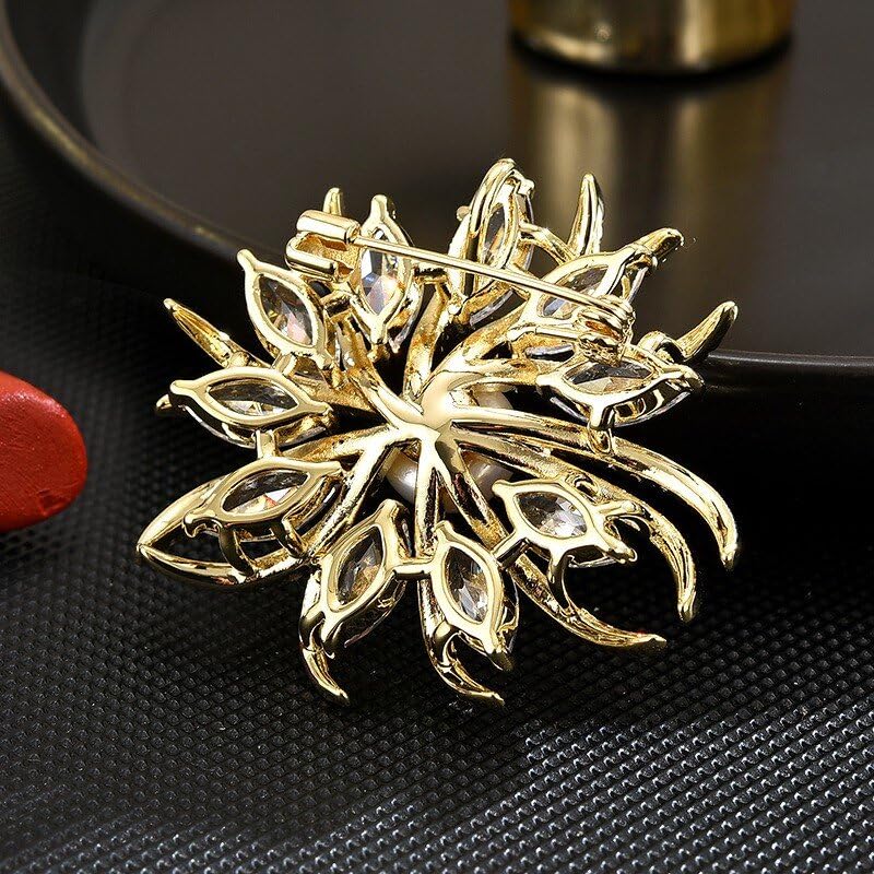 Image of Rhinestone Flower Brooch - Crystal Flower Pin for Women - Valentine's Day & Mother's Day Gift