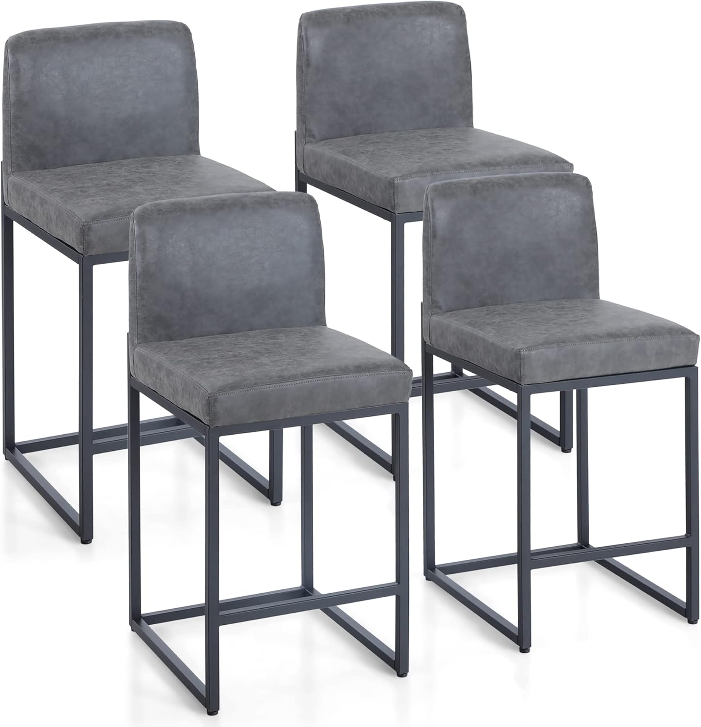 MAISON ARTS Counter Height Bar Stools with Back Set of 4 for Kitchen Counter 24" Pu