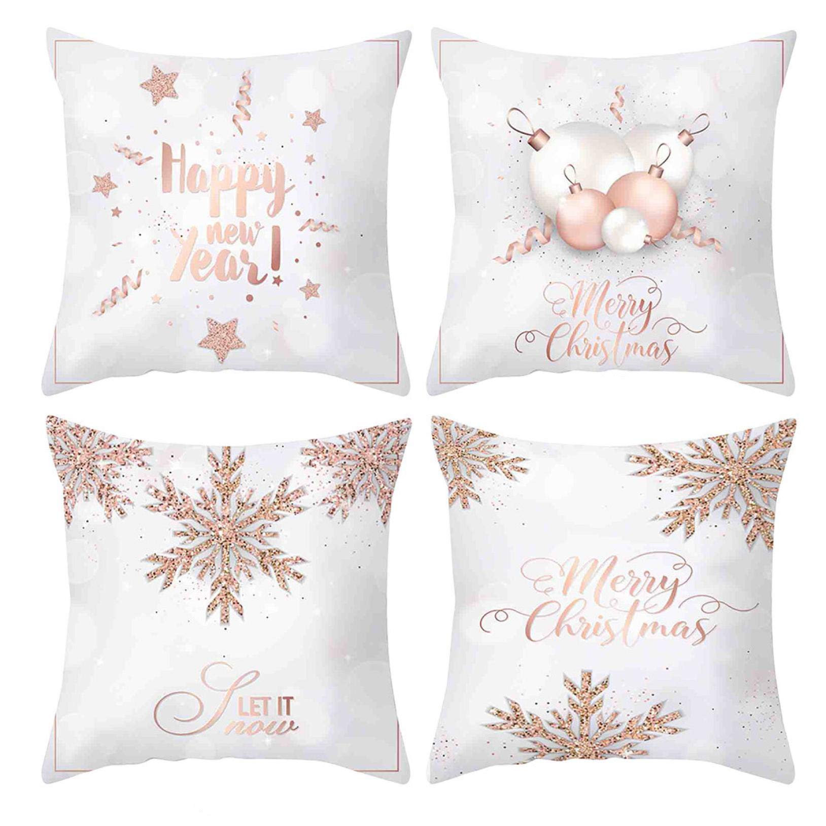 EMIKI Christmas Pillow Covers 18x18 Inches Set of 4, Square Cushion Cover Xmas Decorative Throw Pillow Cover for Sofa, Couch, Bed, Car (JXPC-45)