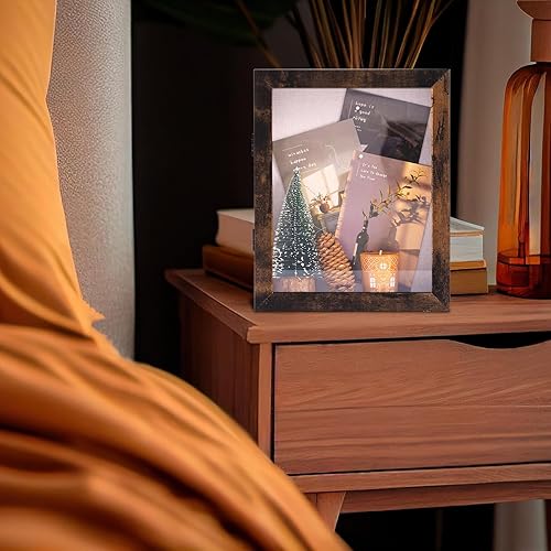 Miniatura 5 de Muzilife Marco de fotos Shadow Box de 8 x 10 pulgadas  2.16 pulgadas de profundidad de madera y vidrio, caja de memoria rectangular lista para