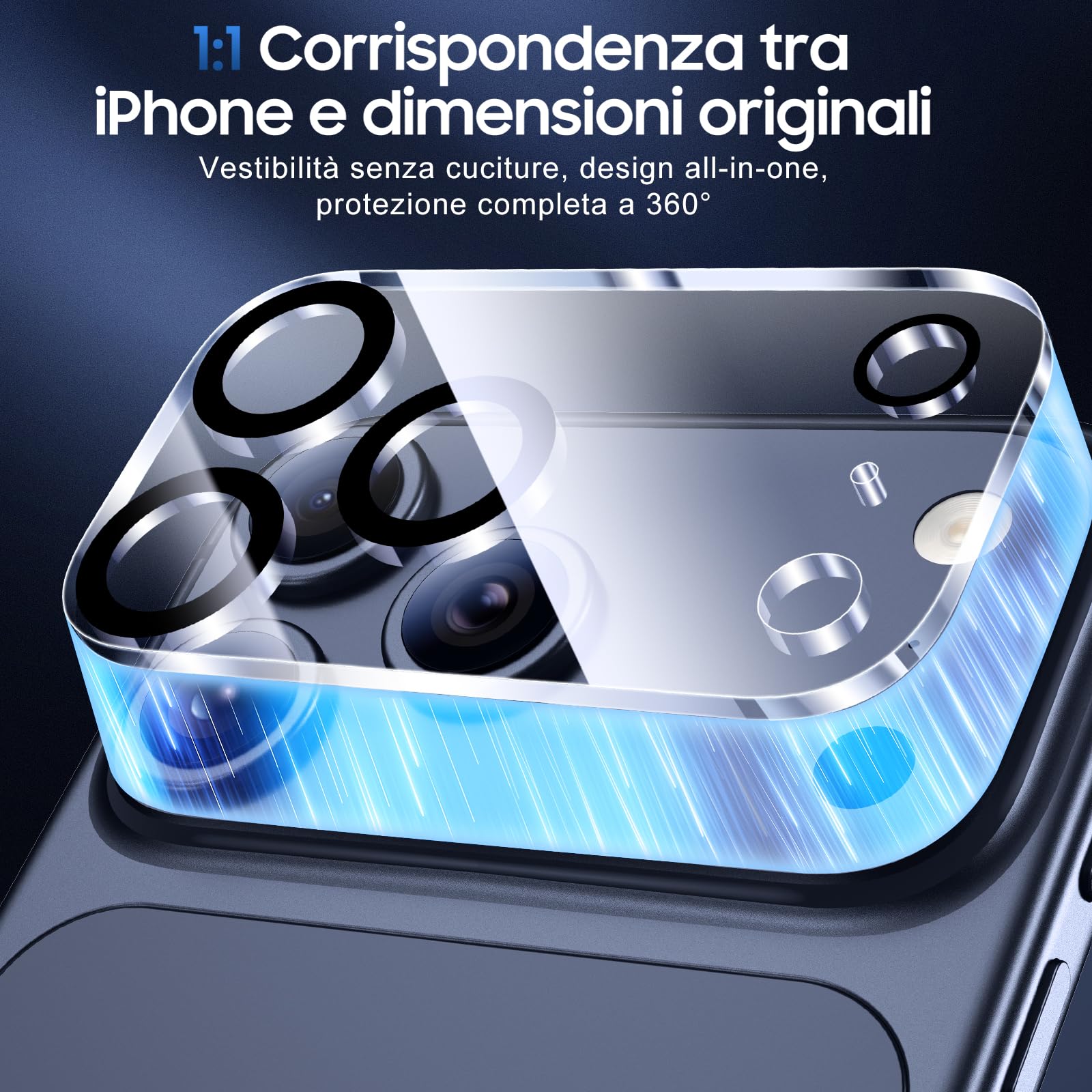 UniqueMe per iPhone 17 Pro Max Pellicola Protezione Fotocamera - HD Schermo, la Fotografia con Flash non è Influenzata, Anti-graffio, Durezza 9H - 3 Pezzi