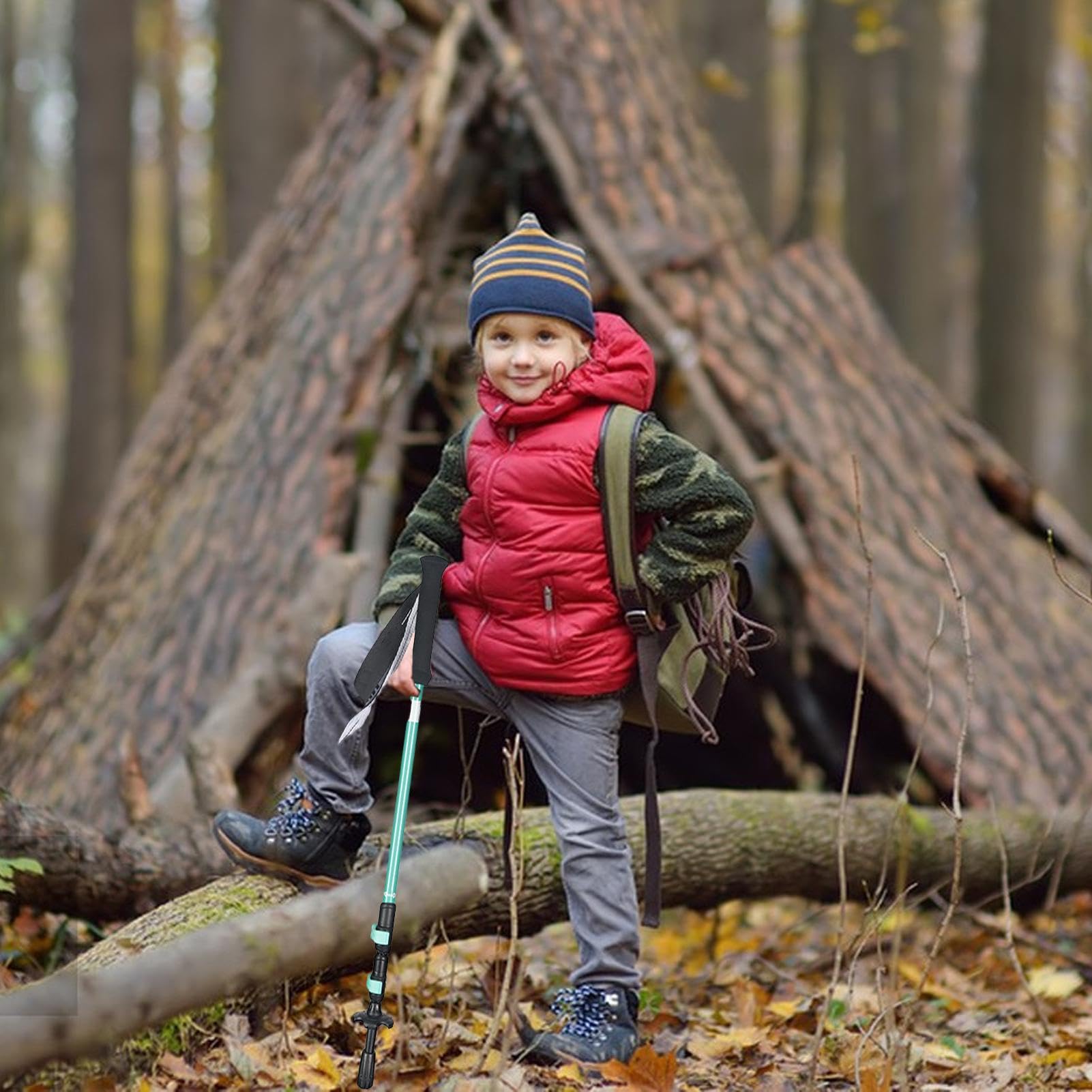 Kij trekkingowy dla dzieci, lekka teleskopowa laska do chodzenia dla dzieci, uchwyty EVA, regulowane kijki turystyczne ze stopu aluminium dla chłopców, dziewcząt, na wędrówki, kemping, przygody na