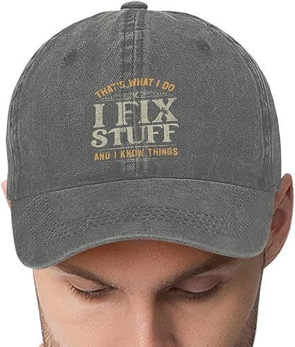 Miniatura 4 de I Fix Things Hat, I Fix Stuff and Know Things Sombrero para hombres, Thats What I Do I Fix Stuff Hat, Hat I Fix Stuff 8 (negro)