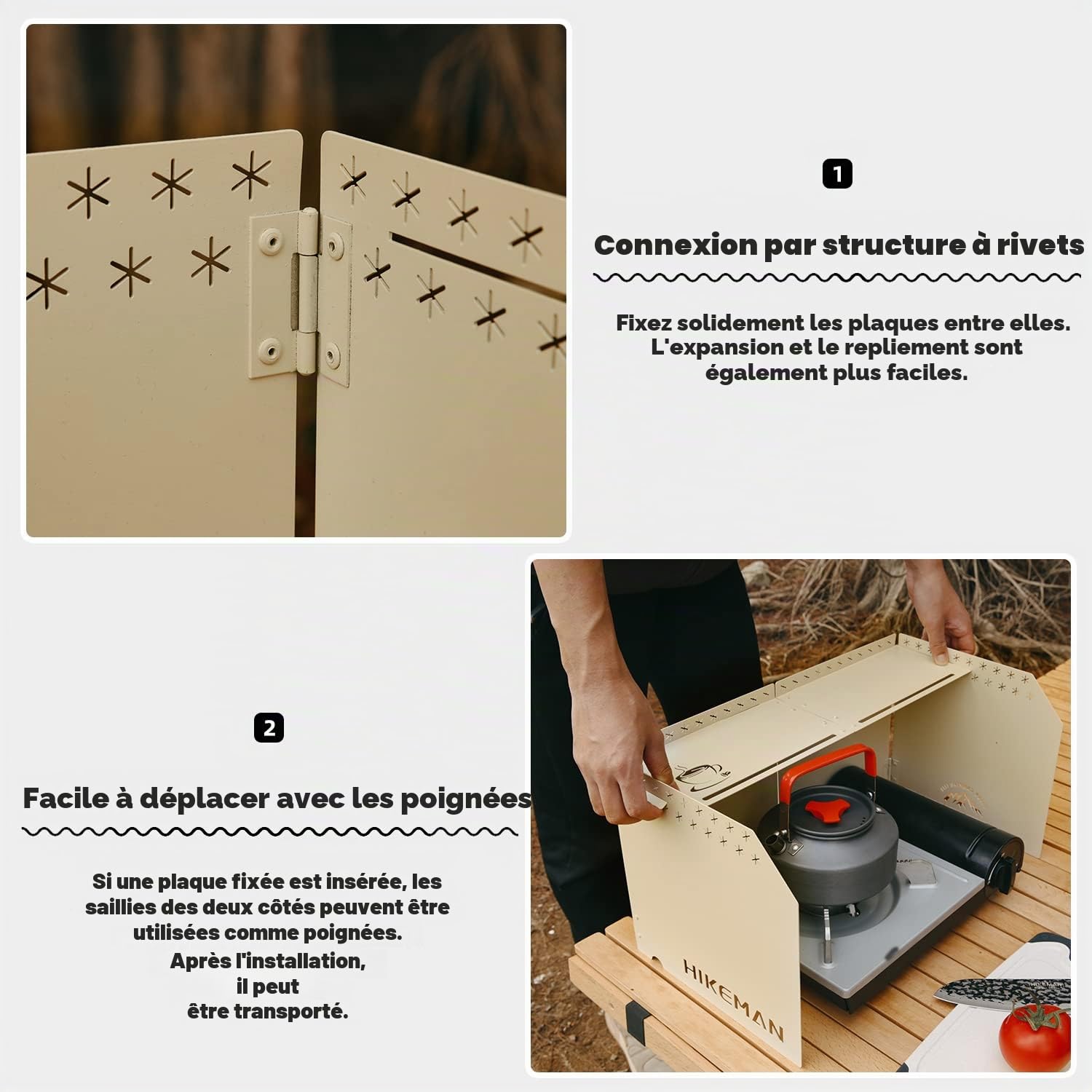 HIKEAMN Pare-brise pour réchaud de camping – Pare-vent d'extérieur pliable pour cuisinière à gaz avec sac de rangement pour camping, randonnée, pique-nique, cuisine (vert kaki)