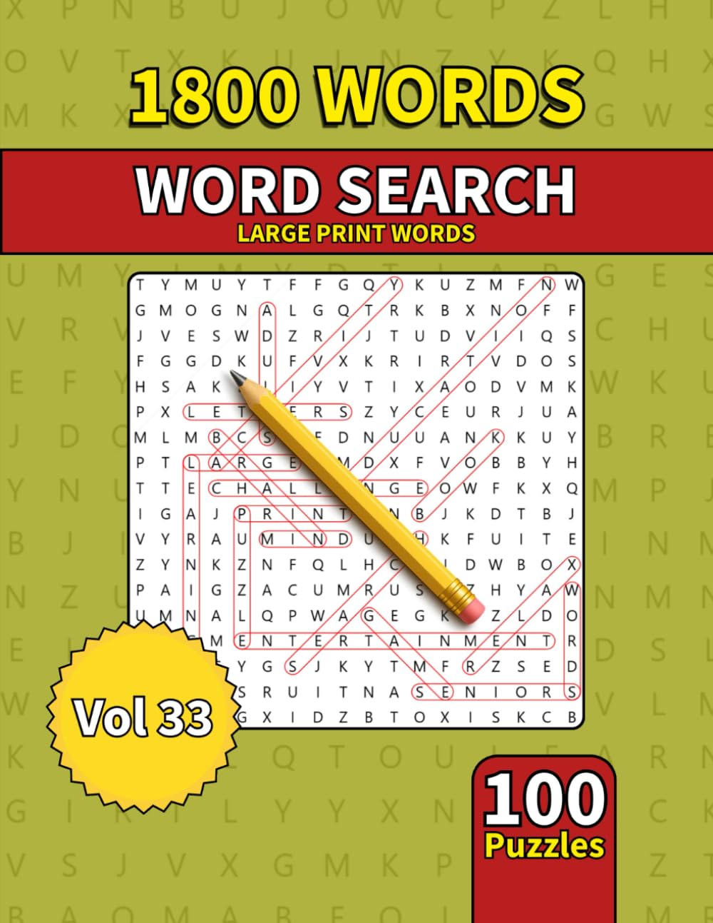Large Print Word Search Book for Adults: 1800 Words - 100 Puzzles - Varied Themes - Perfect for Adults, Seniors & Teens - Vol 33