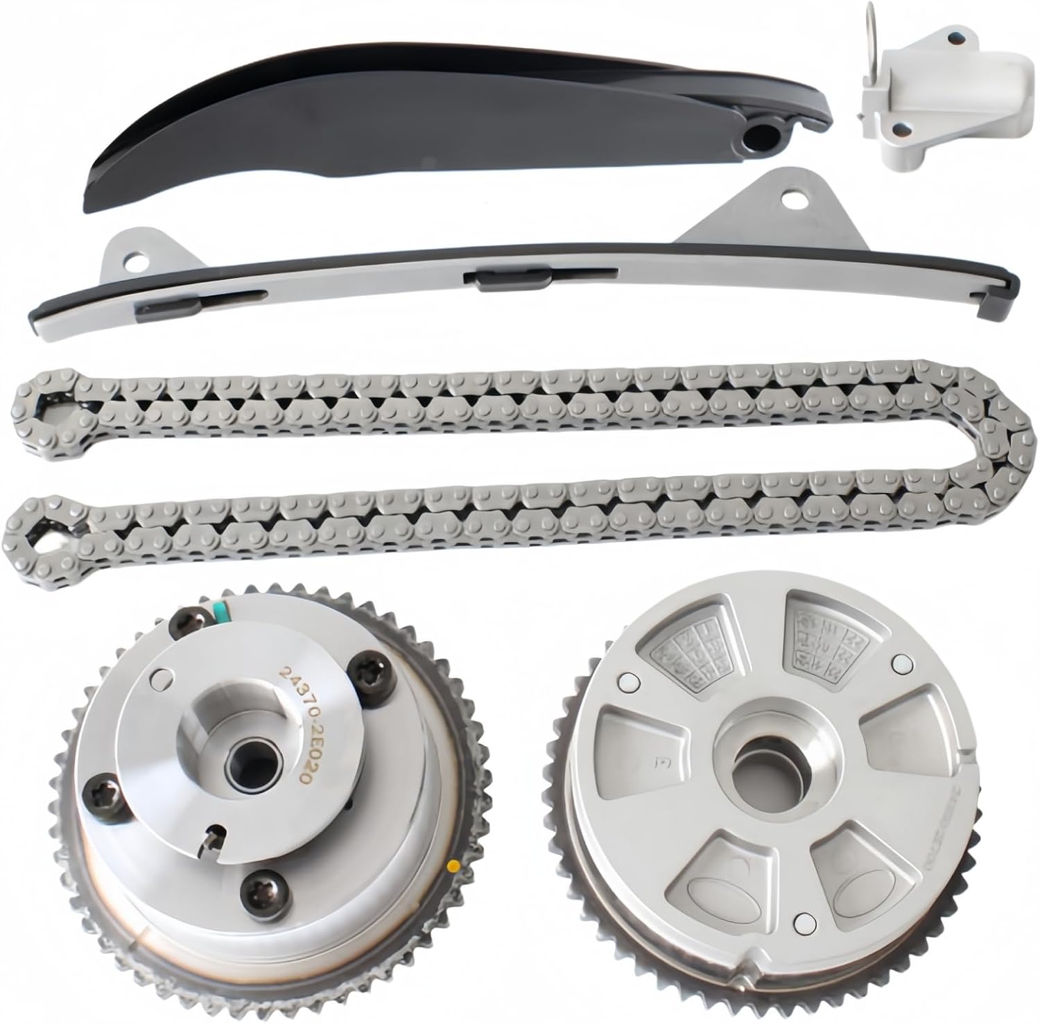 AUCERAMIC Engine Timing Chain Kit Fit for Hyundai Elantra 2017-2020, Veloster 2019-2021, Kona 2018-2021 | Kia Forte 2017-2022, Forte5 EX/LX 2017-2018 2.0L, Replace OE#24350-2E700　24370-2E010