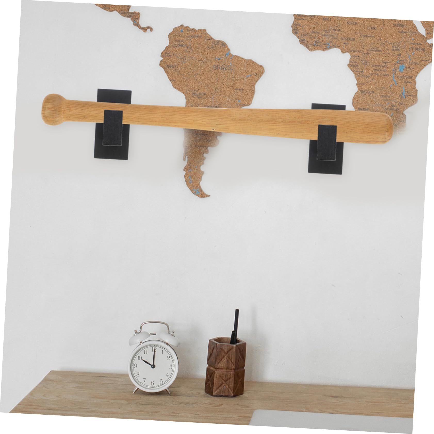 Unomor Wooden Bat Rack Holder Wall Mount 1 Pair Bat Holders Organizer Sturdy Black