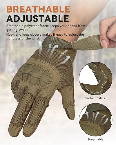 Miniatura 5 de KUMGIM Guantes tácticos para hombres, guantes de combate militares, guantes de airsoft negros, pantalla táctil para Airsoft al aire libre, caza,