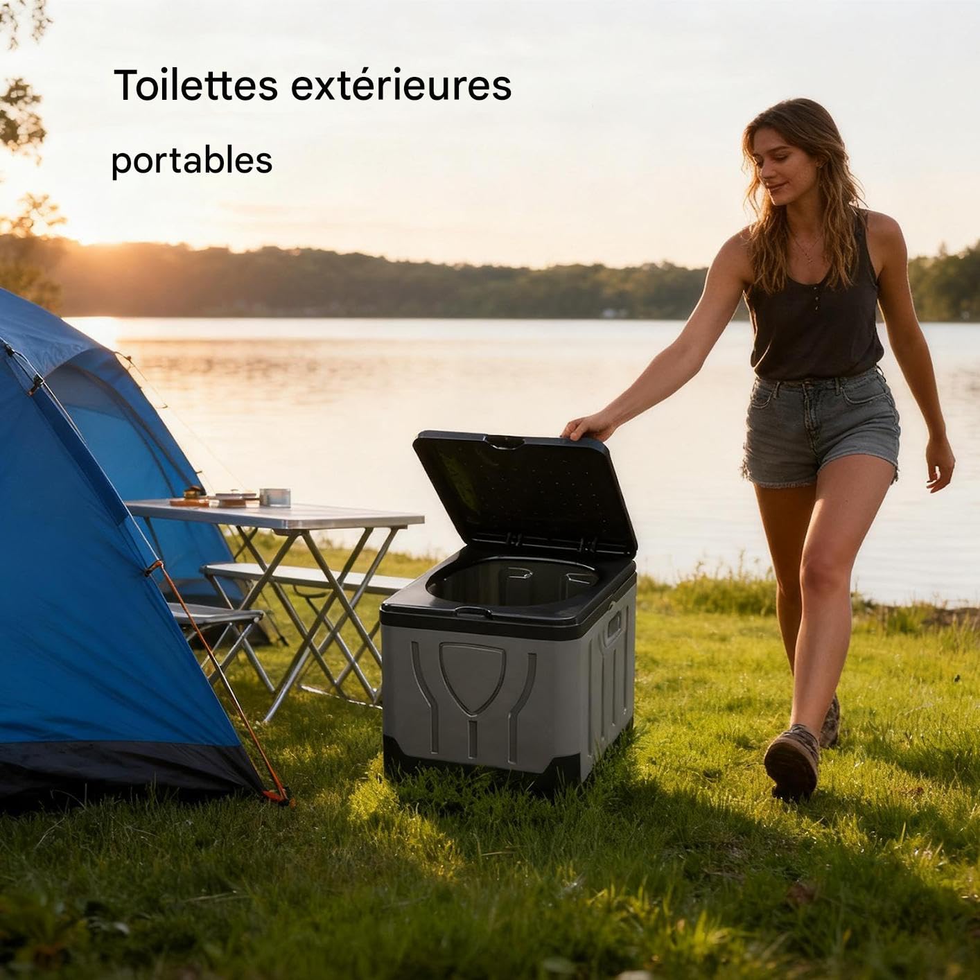 Campingtoilette Faltbarer Großer Ergonomischer Eimer