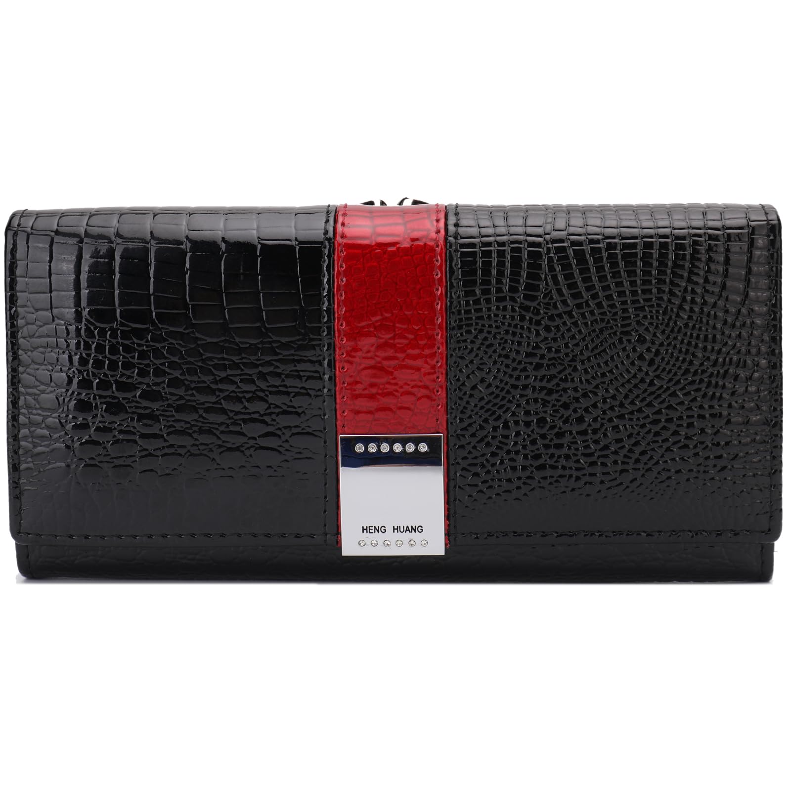 Cartera de piel auténtica para mujer, de tres pliegues, delgada y multicolor, Negro 01, Moda y ocio