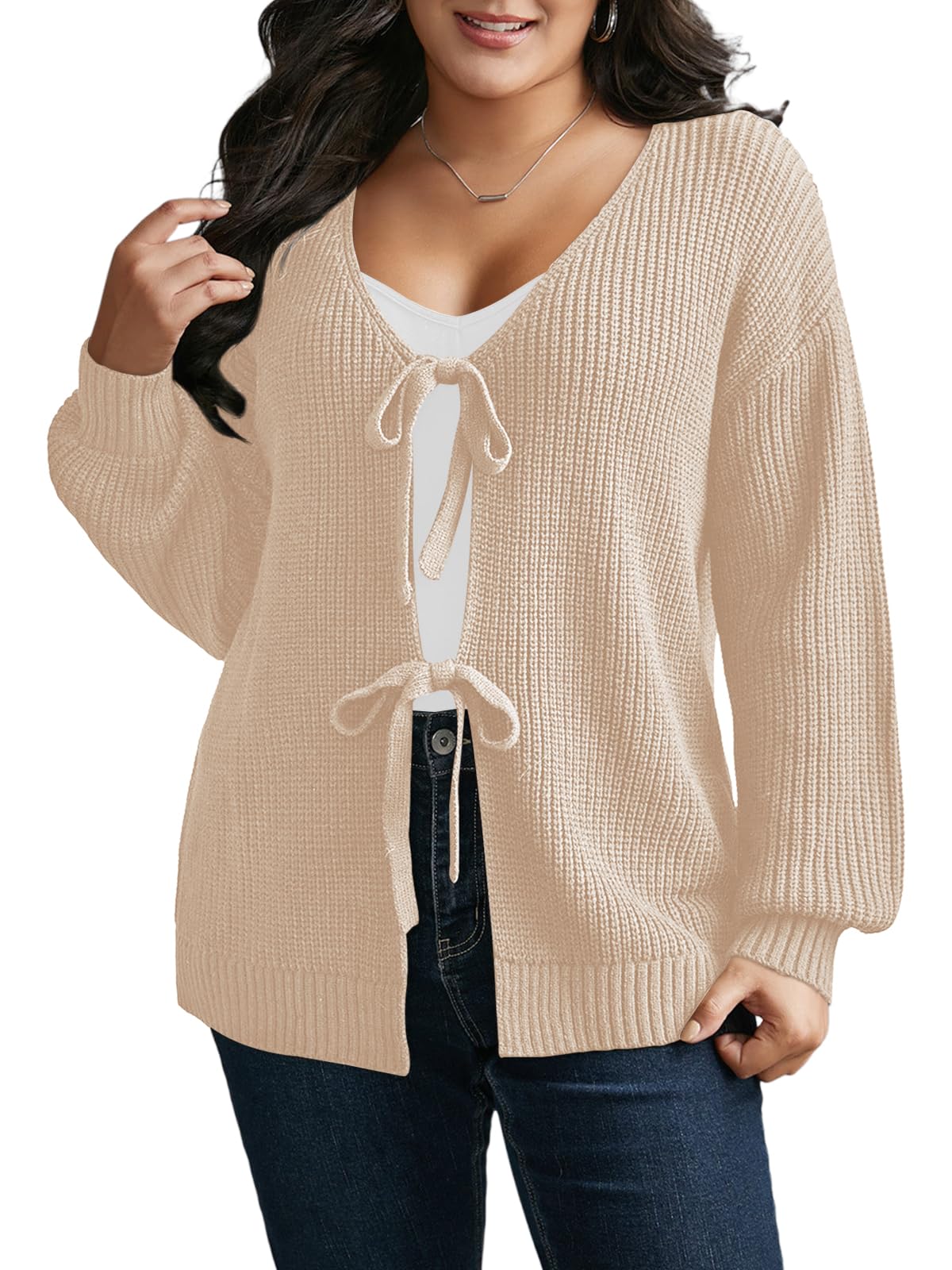 Elitechoice Womens Plus Size Cardigan Sweater Long Sleeve Open Front Knit Cover Up Oversized Loose Fit Tops XL-5XL