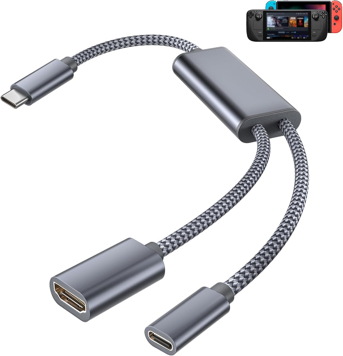 USB C to HDMI Adapter,Type C to 4K HDMI with 100W PD Charger | USBC to HDMI Female Converter for Nintendo Switch,Steam Deck,iPhone 17 16 15,MacBook,iPad,Samsung S25 and Display Mode Device