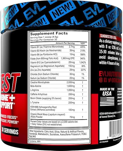 Miniatura 7 de Evlution Nutrition ENGN Polvo preentrenamiento intenso, sin pikatropina, 30 porciones, para aumentar la energía, potencia y enfoque, 4332492029,