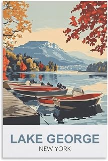Lake George New York Vintage Travel Poster 16x24inch(40x60cm) Canvas Wall Art Prints
