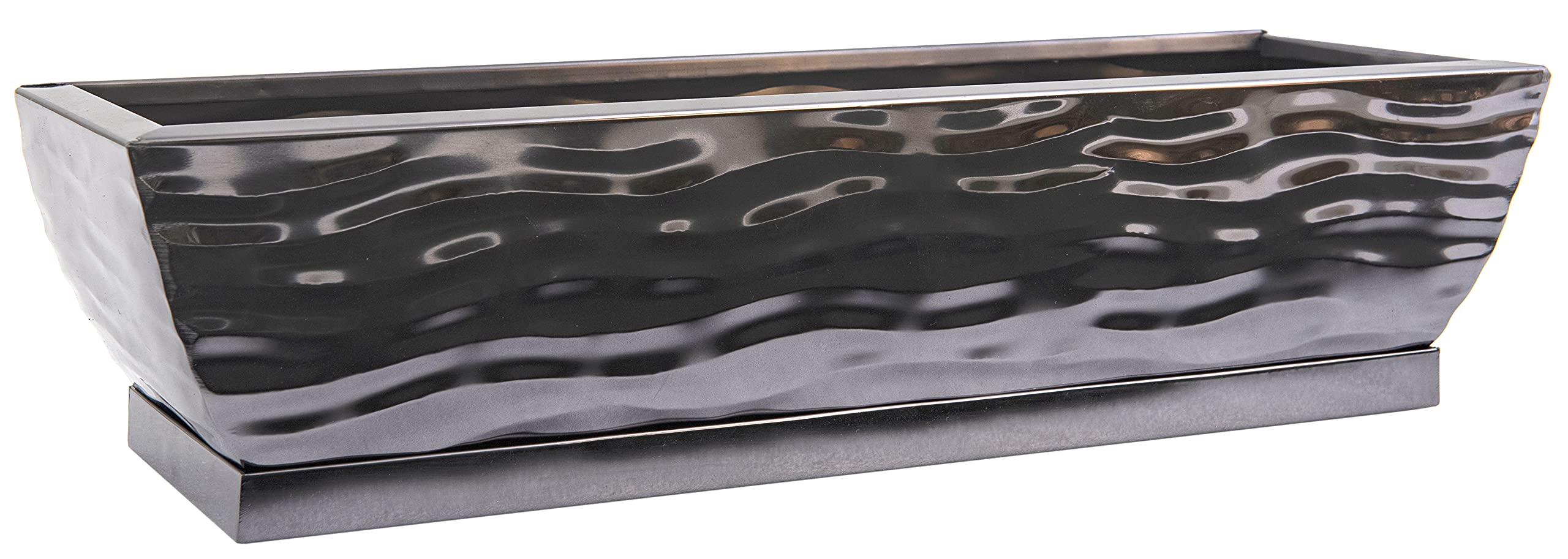 H Potter Succulent Planter Rectangular Plant Pot Flower Indoor Outdoor Window Box (Black Nickel Large)