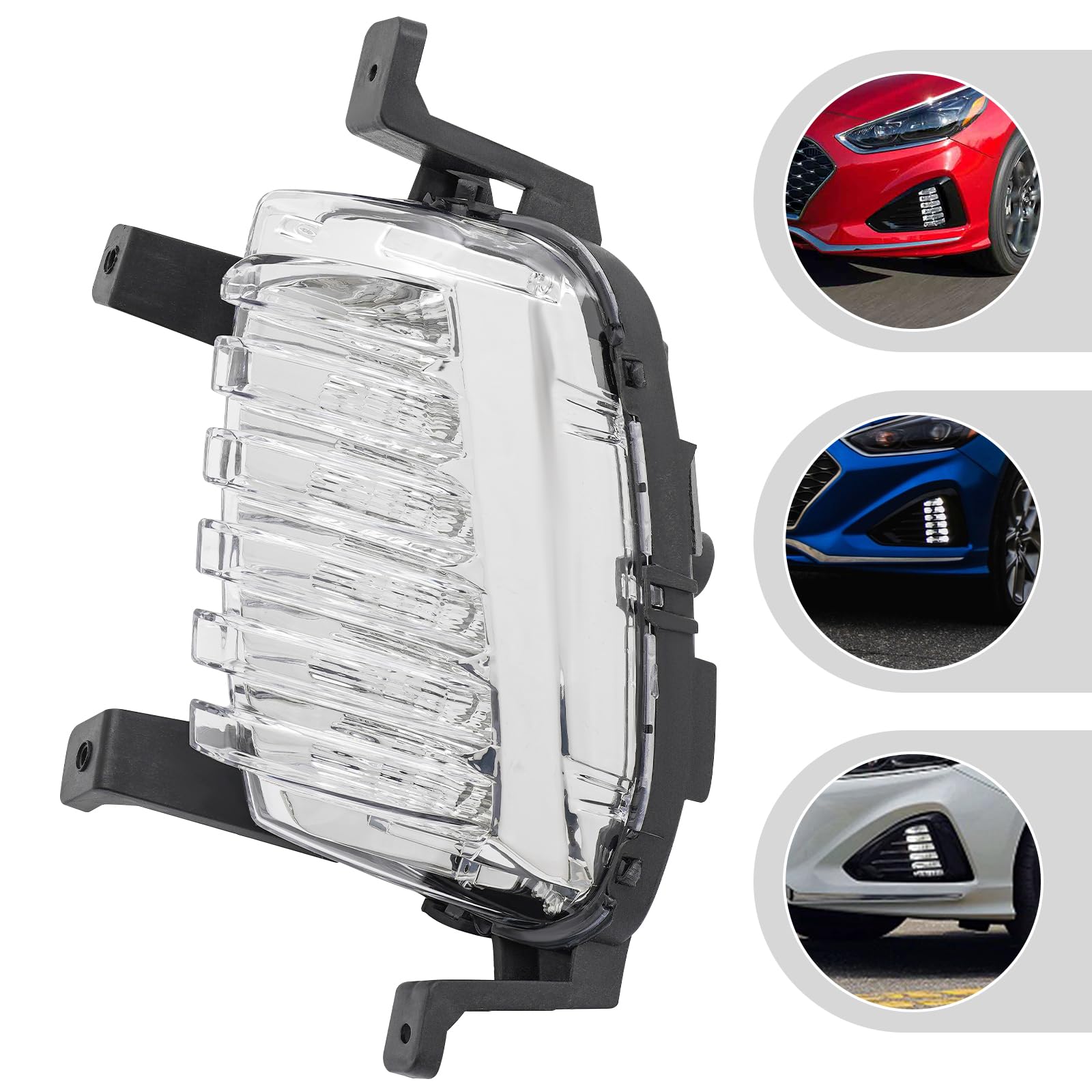 PIAOYUE For 2018-2019 Hyundai Sonata Limited 2.0T LED Left Front Driving Lamp Driver Side Daytime Running Light Clear Lens Black Housing