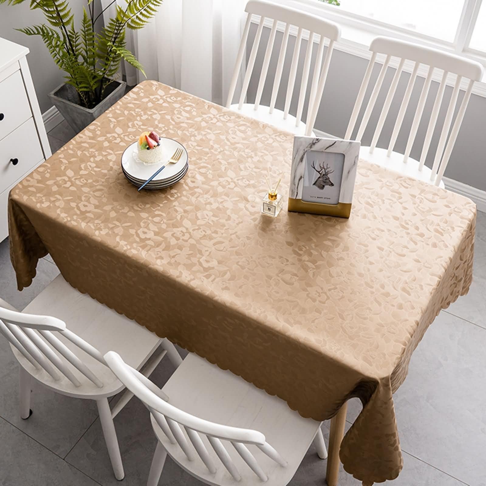 Nappe ronde 160 cm facile à nettoyer en PVC imperméable pour table familiale