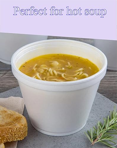 Miniatura 3 de Mr. Miracle Tazón de espuma con tapa para alimentos fríos y calientes, recipiente de sopa desechable de 12 onzas con tapa ventilada, ideal para