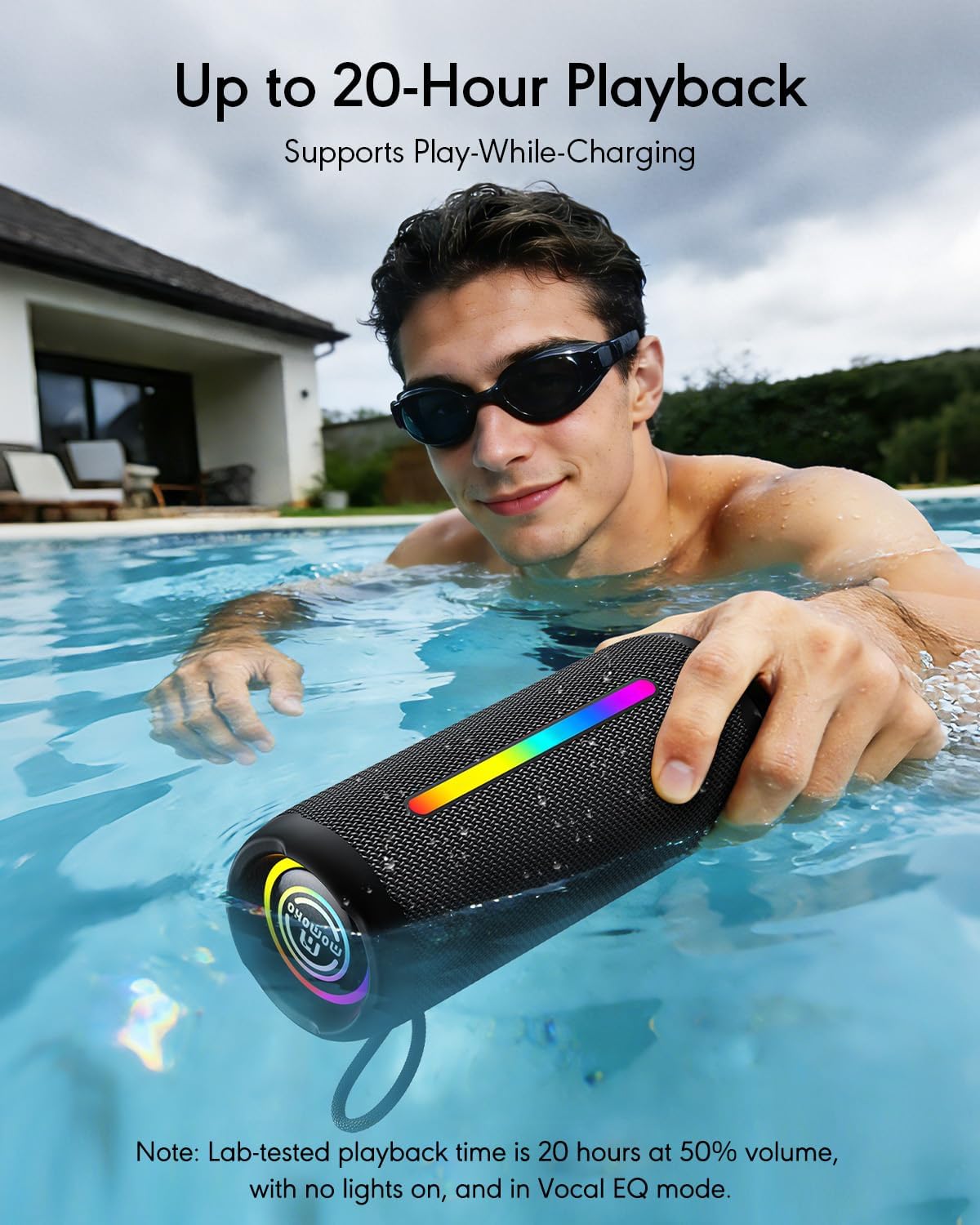 Portable Bluetooth Speaker, IPX7 Waterproof Wireless Speaker, 30W Loud Stereo Sound with Deep Bass, Bluetooth 5.4, EQ Mode for Home/Outdoor/Travel, Birthday Gifts for Adults Men Women Teen (Black) - Image 4