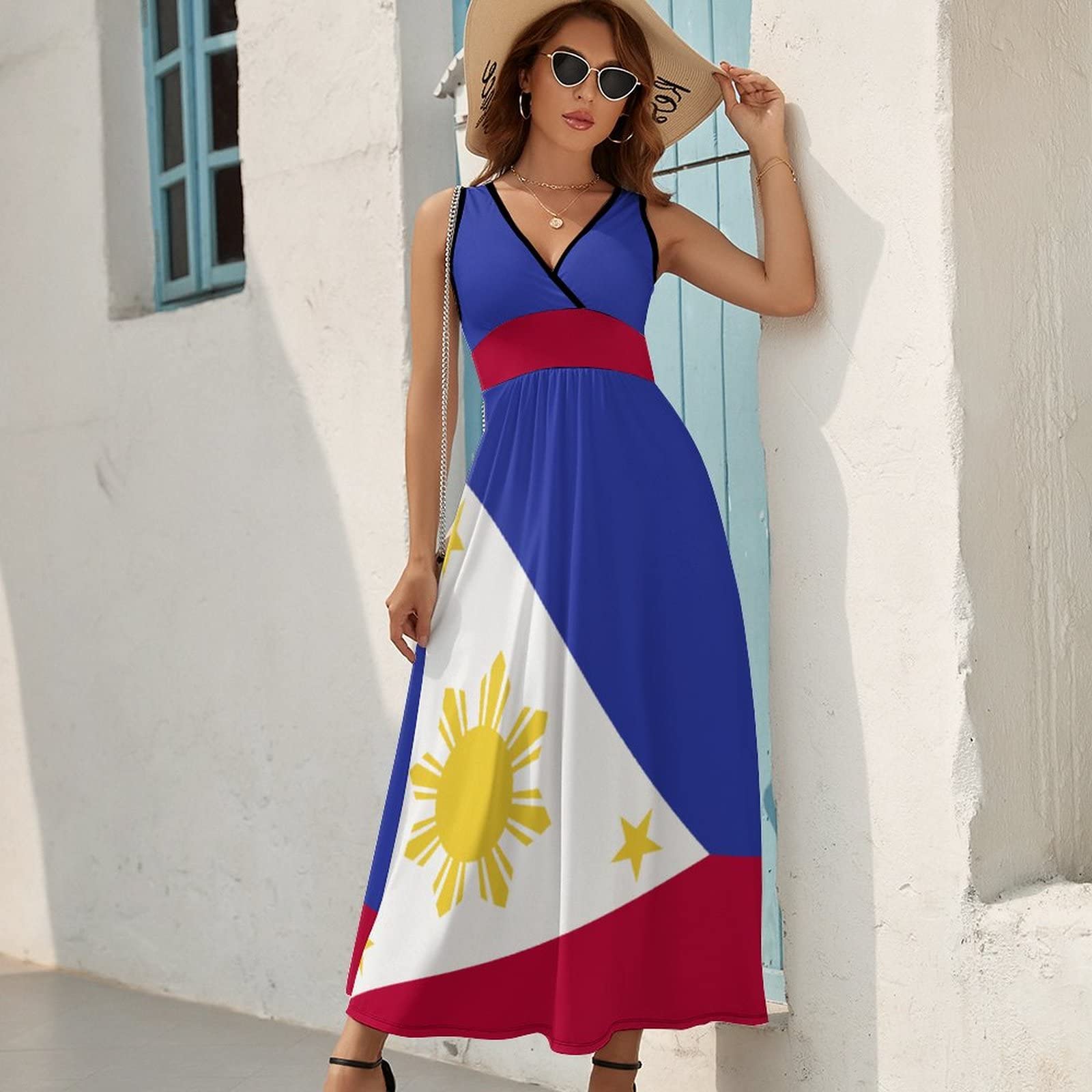 BAIKUTOUAN Philippines Flag Women's Sling Sundress | Retro Swing Beach Dress Sleeveless Tank (Size S) - View #4