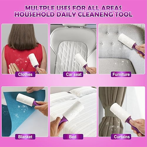 Miniatura 6 de Rodillo de pelusa para pelo de mascotas extra pegajoso, 540 hojas, herramienta de eliminación de pelo de mascotas con 2 asas mejoradas + 6 rodillos