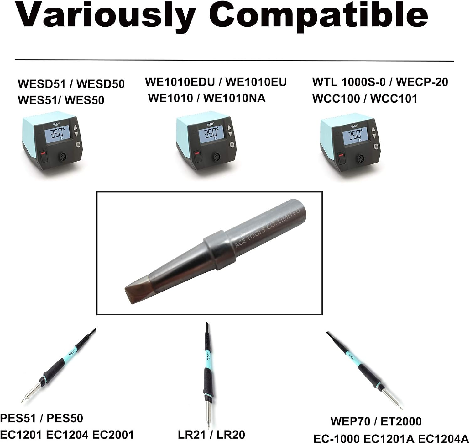 ETC Chisel Screwdriver Soldering Tip 0.126" / 3.2mm for WESD50 WES50 WESD51 WES51 PES50 LR20 PES51 LR21 WE1010NA (WE1010EU WE1010EDU) WE1010 WECP ACE Brand Solder Iron Handle Tips (20)