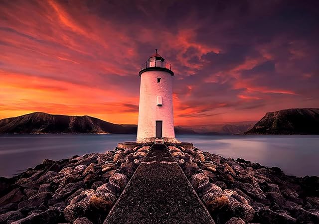 Leejoy 5D Diamond Art Lighthouse, DIY Diamond Painting Kits for Adults Ocean, Full Drill Crystal Rhinestone Embroidery Pictures Arts Crafts Canvas Cross Stitch for Home Decor 30x40cm
