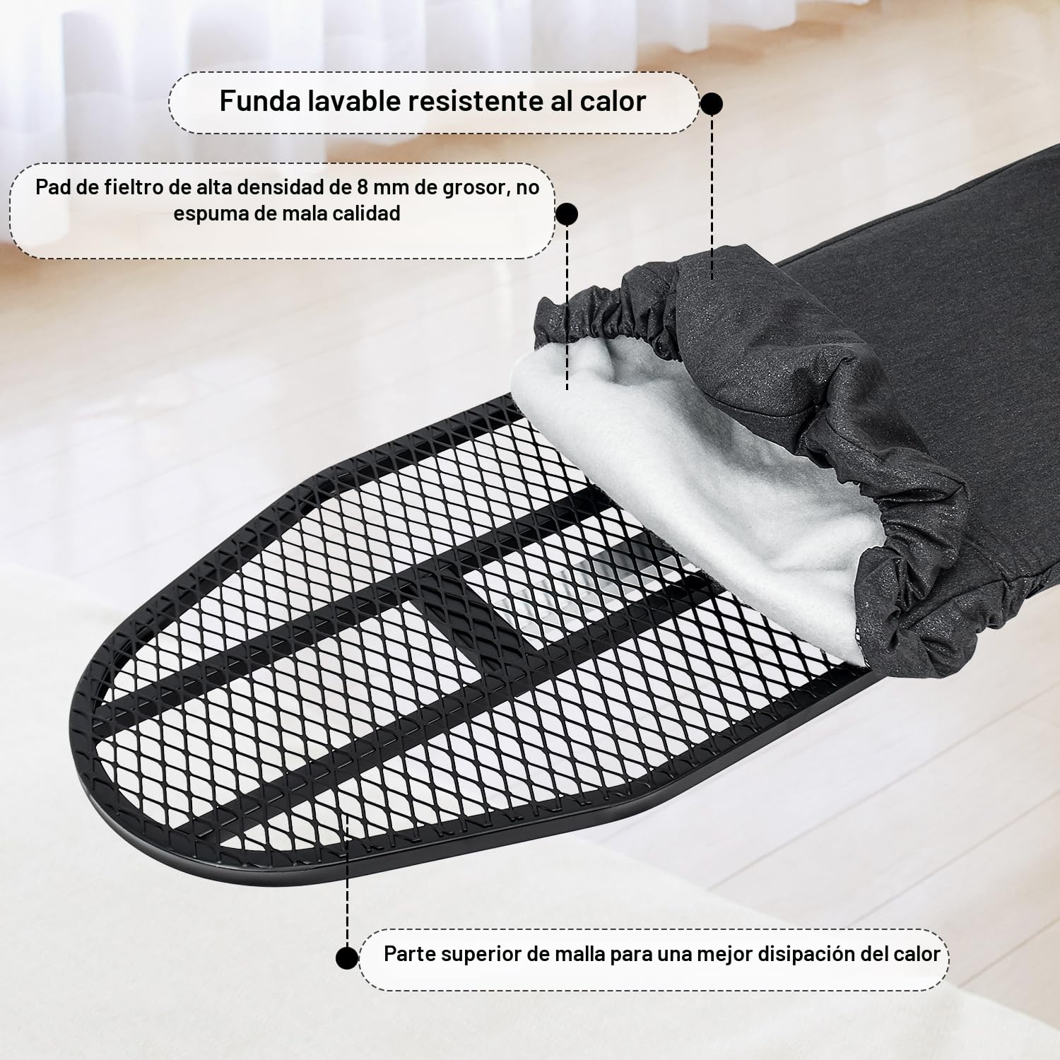 Duwee Tabla de planchar montada en la pared, tabla de planchar montada en la pared que ahorra espacio, tabla de hierro montada en la pared con cubierta resistente al calor, negro, 32 x 93 cm