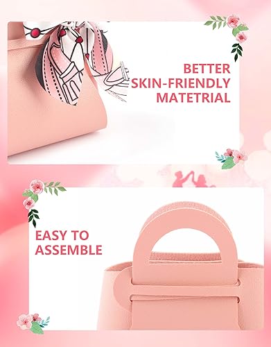 Miniatura 4 de MEIKLE Paquete de 12 bolsas de regalo de piel sintética con cinta para dulces, caja de dulces de boda, bolsas de regalo para fiestas de cumpleaños,