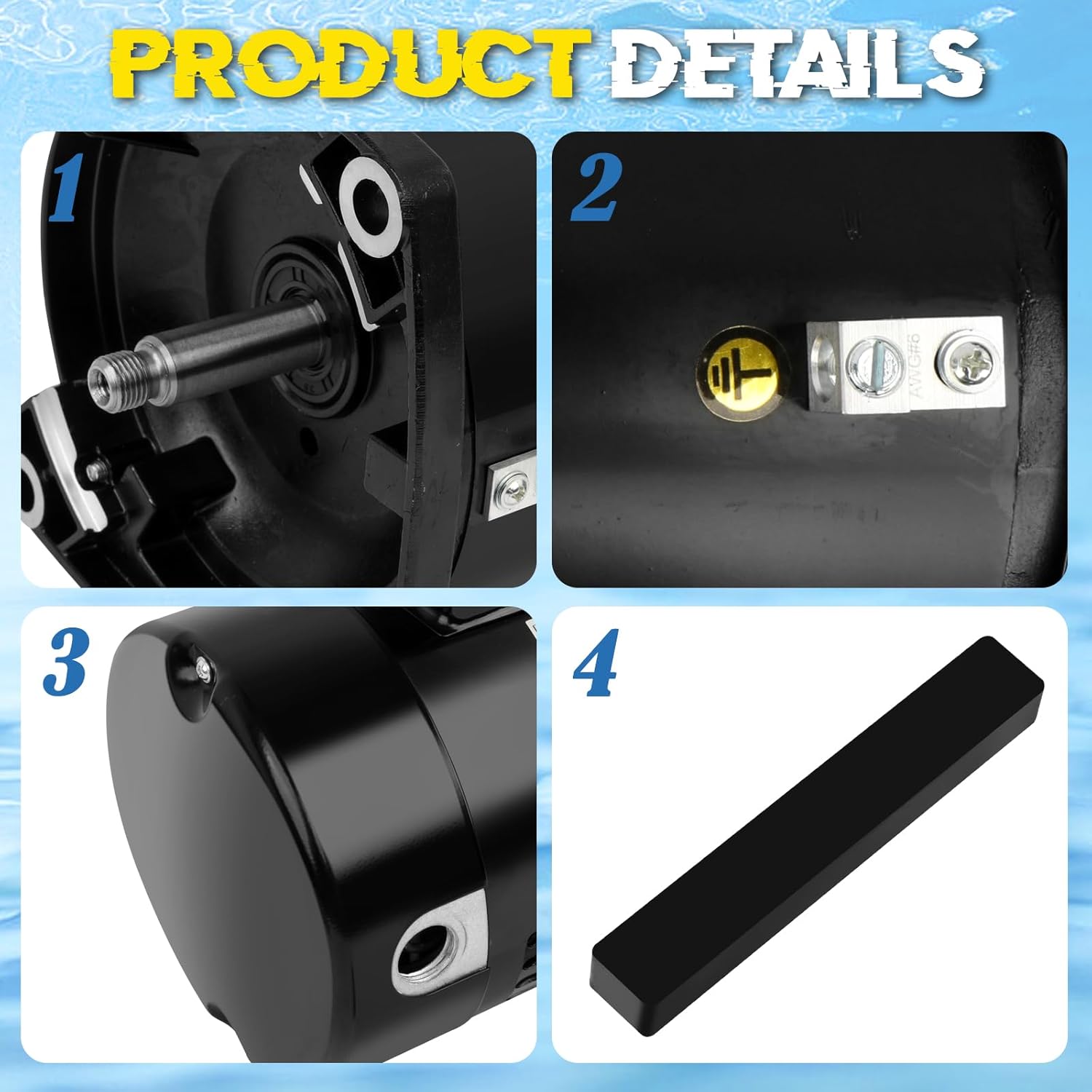 USQ1252 Pool Pump Motor 2.5HP, Fit for Century A.O. Smith 2.5HP Single Speed, 3450 RPM, 48Y Frame, 230V, Swimming Pool Motor