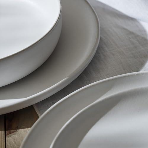 Image of Porto by Stone Lain Macchio 12-Piece Premium Kitchen & Dining Dinnerware Set Stoneware, White Matte, Crafted in Portugal, Dishwasher and Microwave Safe Scratch-Resistant Dish Set for 4
