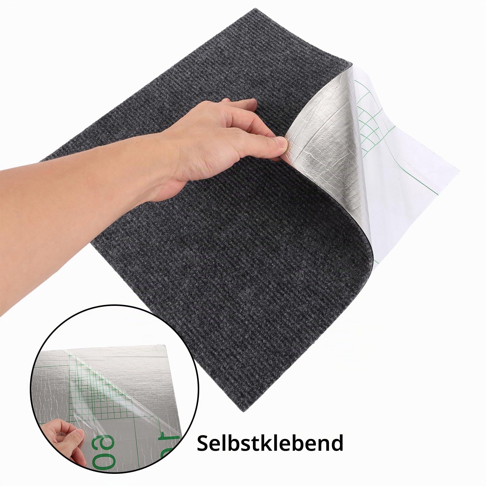 30 Stück Teppichfliesen Selbstklebend 30x30 cm Teppichboden, Teppichfliesen Selbstliegend, Teppich Selbstklebend für Haus, Büro (Dunkelgrau und Hellgrau)