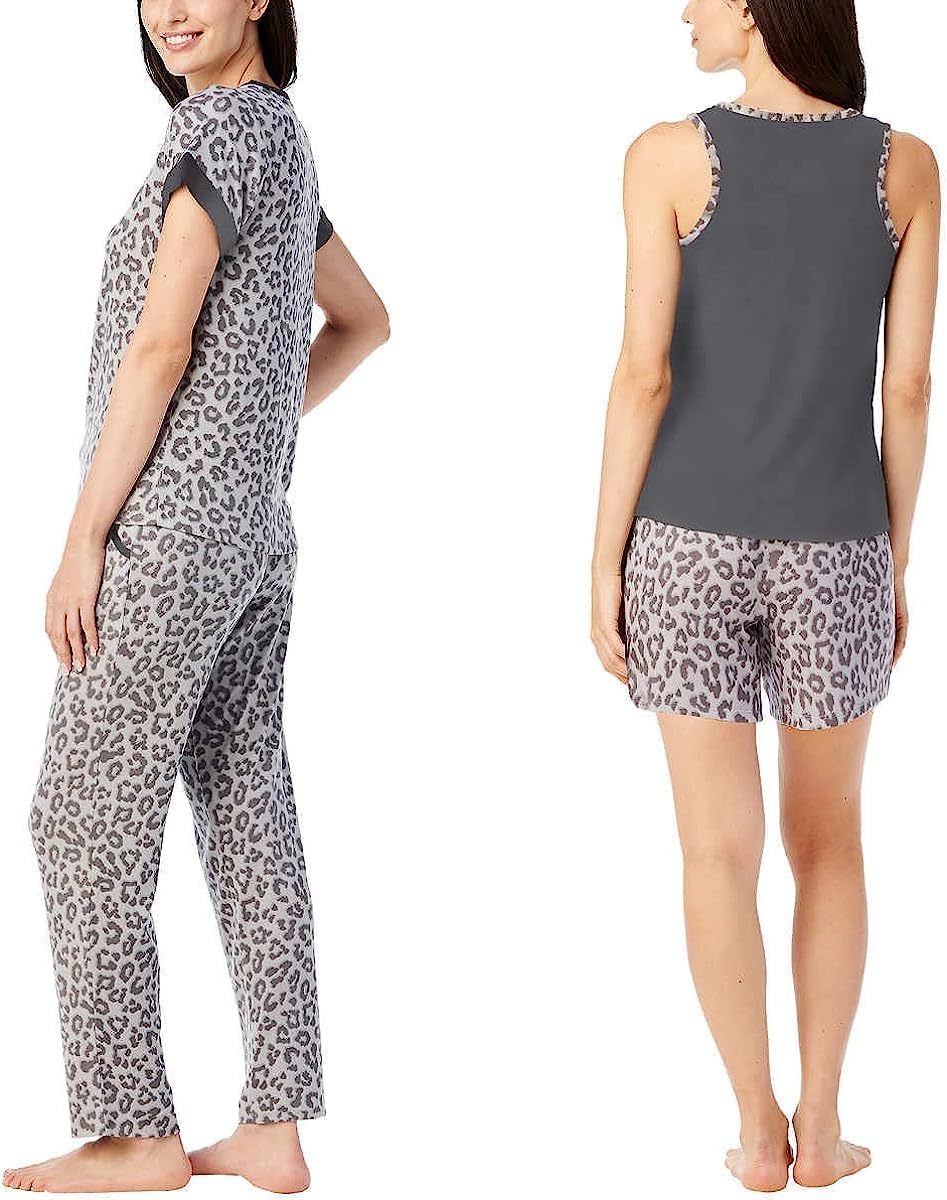 Lucky Brand レディース パジャマ4点セット, レオパード, XX-Large