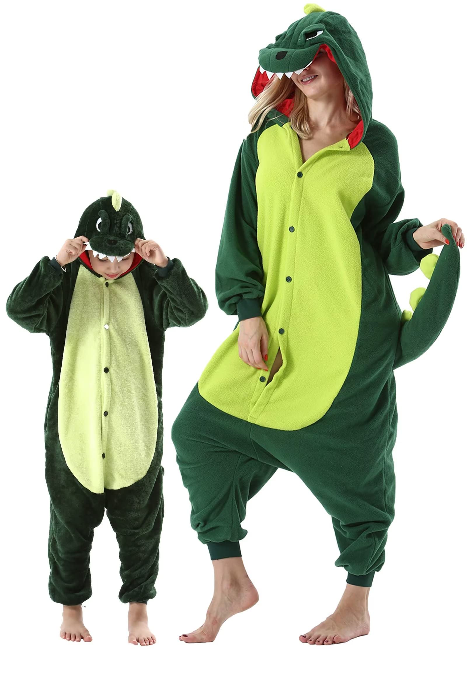 DarkCom Animal Onesie for Kids,Flannel Cosplay Dinosaur Halloween Christmas Costume Parent-Child Sleepwear for Girls Boys 2-3 T โ image 1