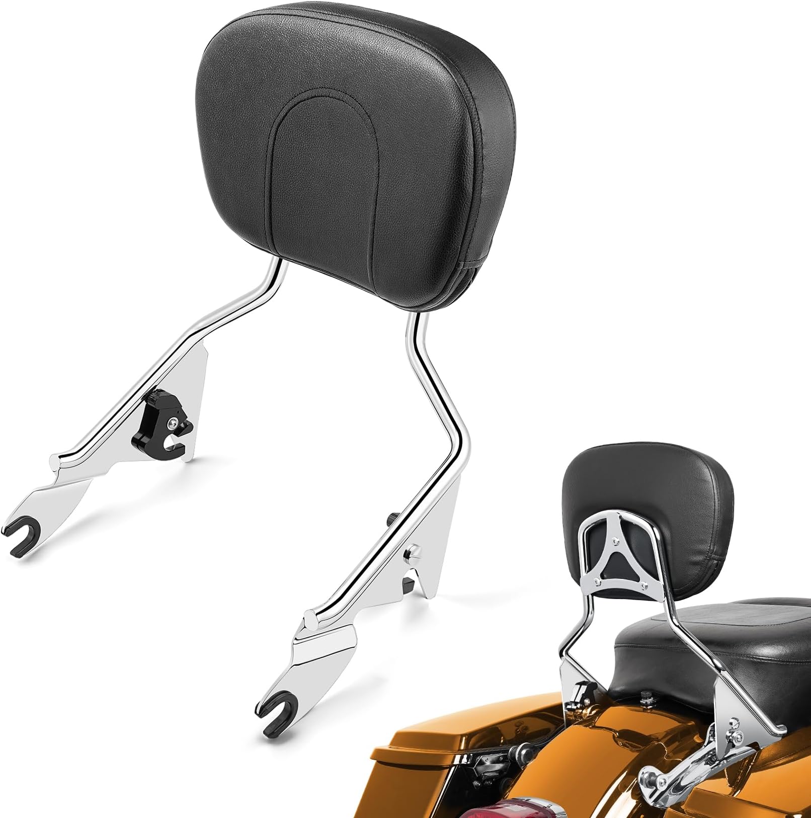 Detachable Passenger Backrest Fit for Harley Touring, Quick Release Sissy Bar Compatible with Harley Davidson Street Glide Road Glide Road King Electra Glide Ultra Limited 2009-2024 (Chrome)