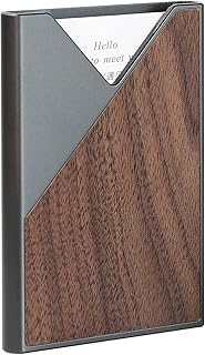 Sponsored Ad - Blackoner Business Card Holder, Premium Aluminum alloy + Real Walnut Professional Slim Name Card Holder / C...