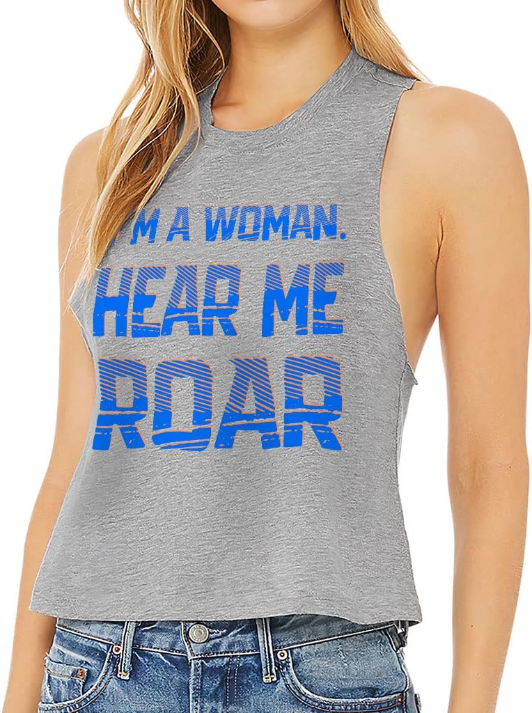 Hear Me Roar Racerback Cropped Tank - Unique Women's Tank - Printed Tank Top