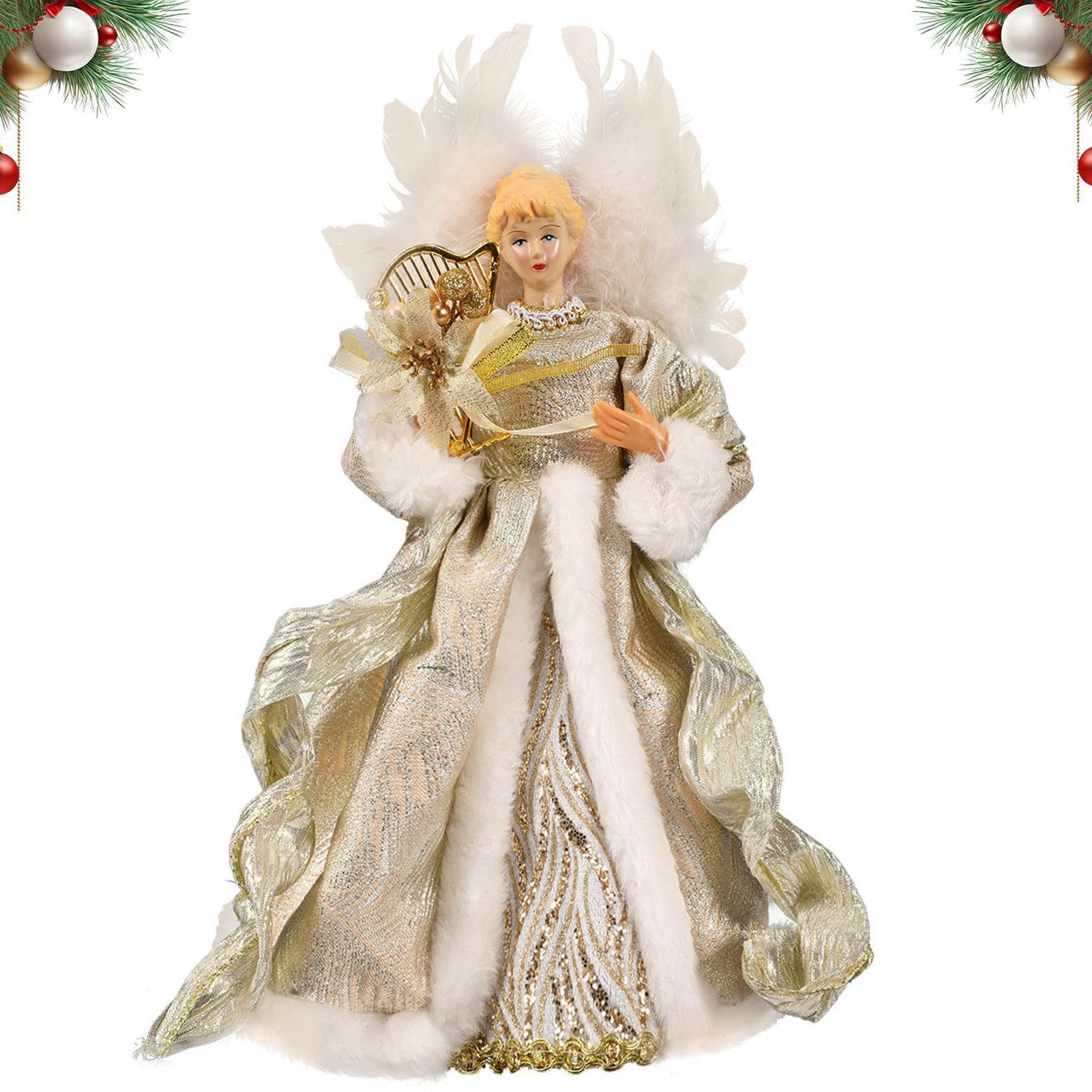 Ange pour sapin de Noël lumineux : l'élégance des plumes blanches au cœur de votre salon