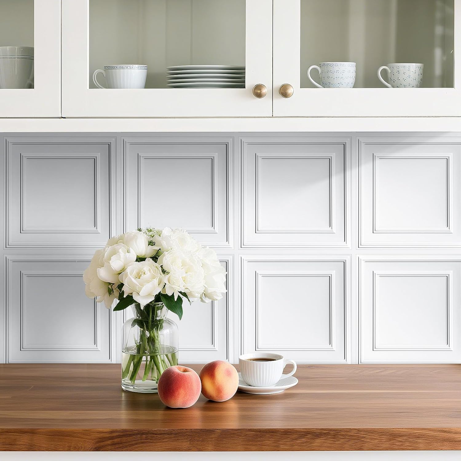 FunStick 17.5x276 White Peel and Stick Wallpaper White Faux 3D Tin Ceiling Tile Wallpaper Self Adhesive Vinyl Wall Paper for Bedroom Living Room Wall Panel Decorative Contact Paper for Walls Cabinets