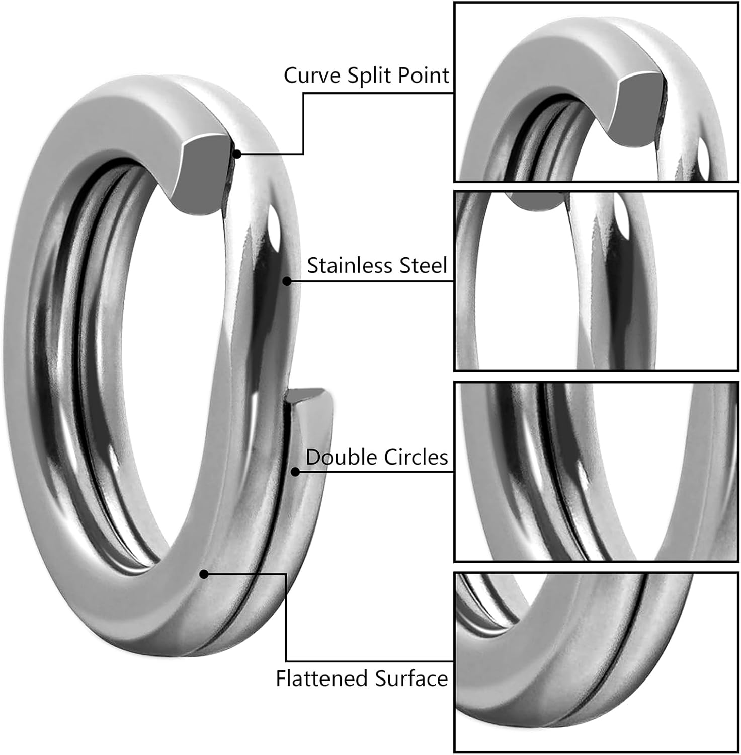 JSHANMEI 100pcs Fishing Split Rings Stainless Steel Lure Rings Hyper ...