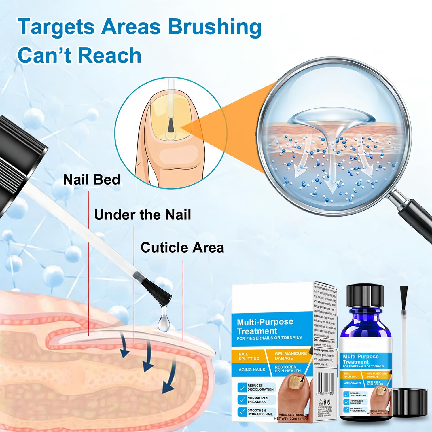 Nail Fungus Treatment – Antifungal Nail Solution for Thick, Discolored Toe Nail Fungus Treatment Extra Strength with Precision Brush – 1 fl oz — view 3