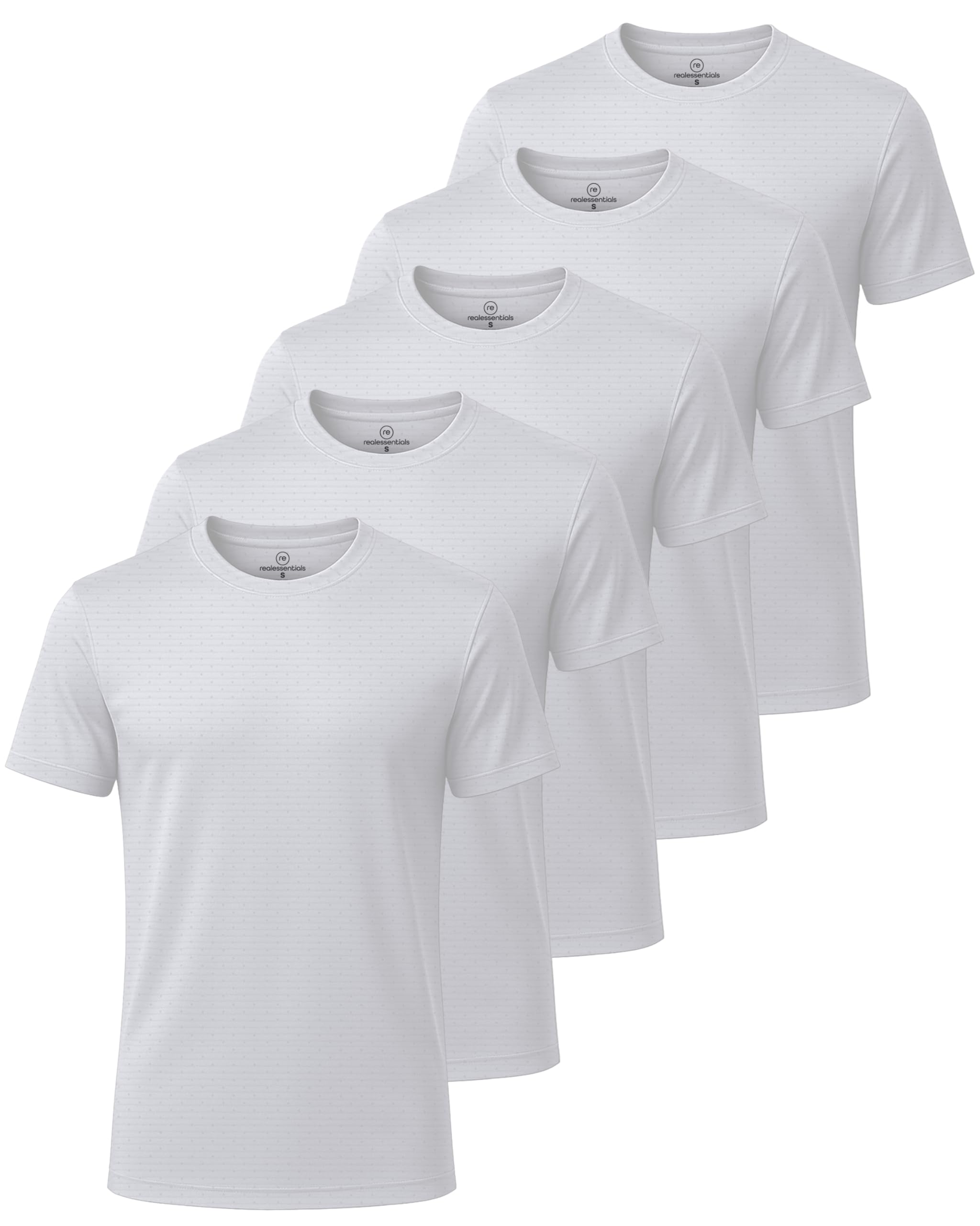 Real Essentials 5 Pack: Men’s Breeze Tech Crew Neck Workout T-Shirts Moisture-Wicking Athletic, Gym Shirts (Big and Tall)